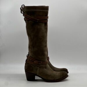 Frye Jane Strappy Suede Boots. Size 9